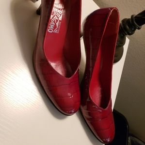 Salvatore Ferragamo cherry red heels